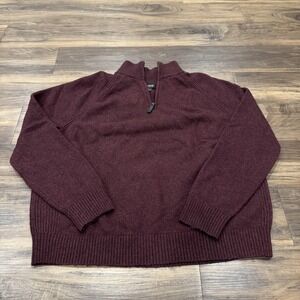 Banana Republic Sweater Mens 2XL Maroon Wool Quarter Zip Mock Neck Knit Soft